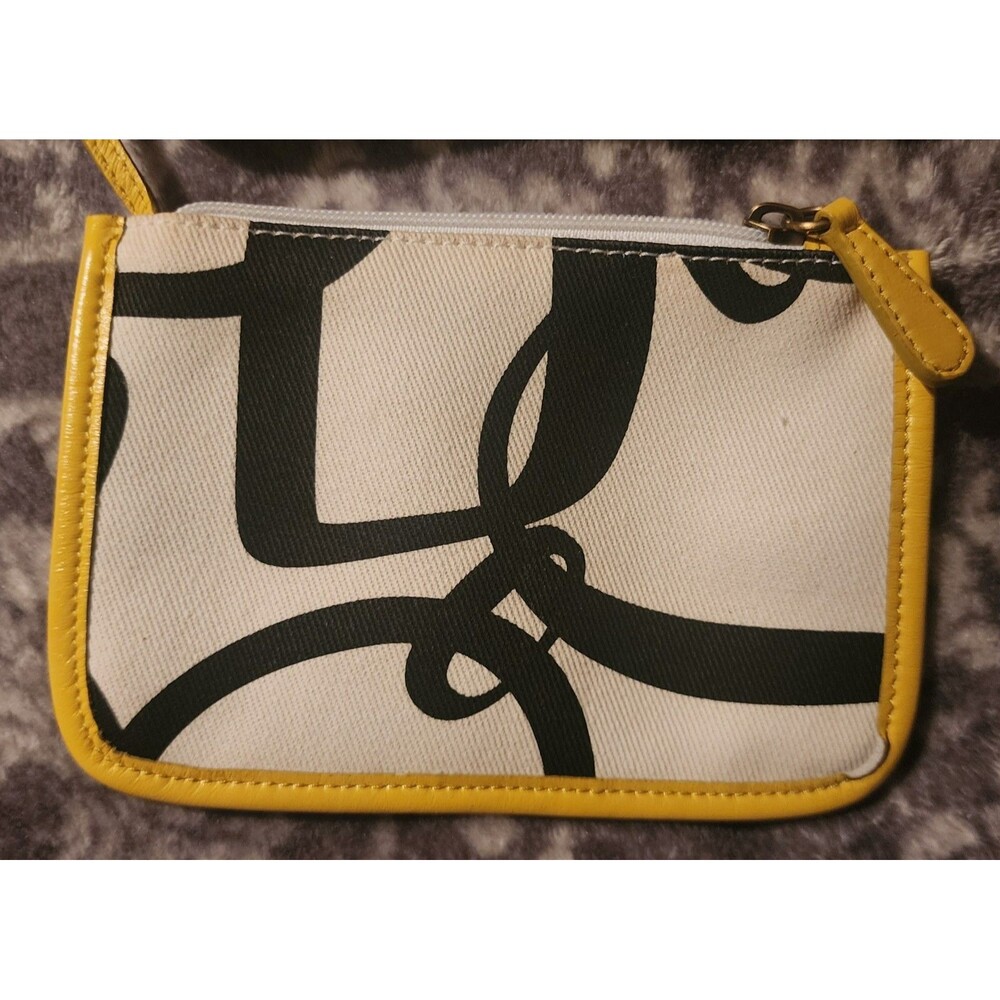Rare TOMMY HILFIGER Yellow/Black Print Canvas Boat PURSE HandBag &CoinPurse VguC - Picture 8 of 14